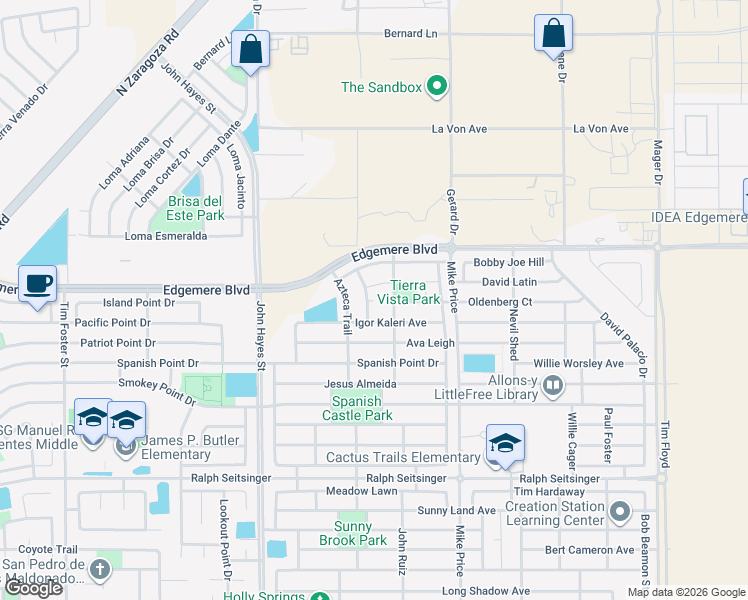 map of restaurants, bars, coffee shops, grocery stores, and more near Lipizzan in El Paso