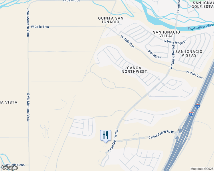 map of restaurants, bars, coffee shops, grocery stores, and more near 2343 West Calle Ceja in Green Valley
