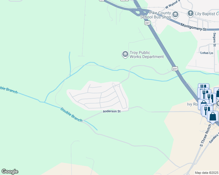 map of restaurants, bars, coffee shops, grocery stores, and more near 1368 Hunters Mountain Parkway in Troy