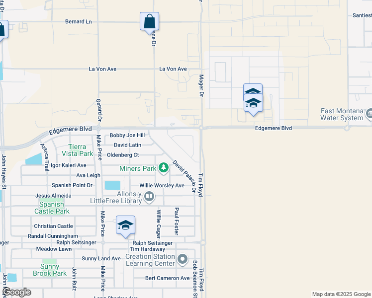map of restaurants, bars, coffee shops, grocery stores, and more near 3448 Dana Grey in El Paso