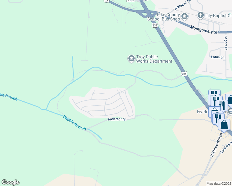 map of restaurants, bars, coffee shops, grocery stores, and more near 1000 Hunters Mountain Parkway in Troy