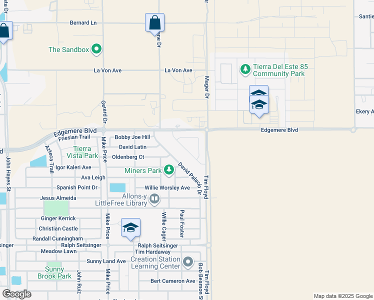 map of restaurants, bars, coffee shops, grocery stores, and more near 3448 Dana Grey in El Paso
