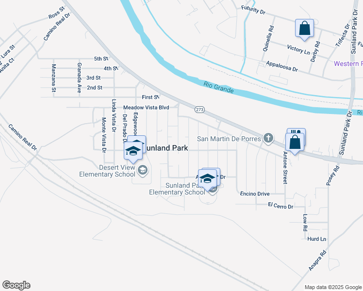 map of restaurants, bars, coffee shops, grocery stores, and more near 118 Las Lomitas Drive in Sunland Park
