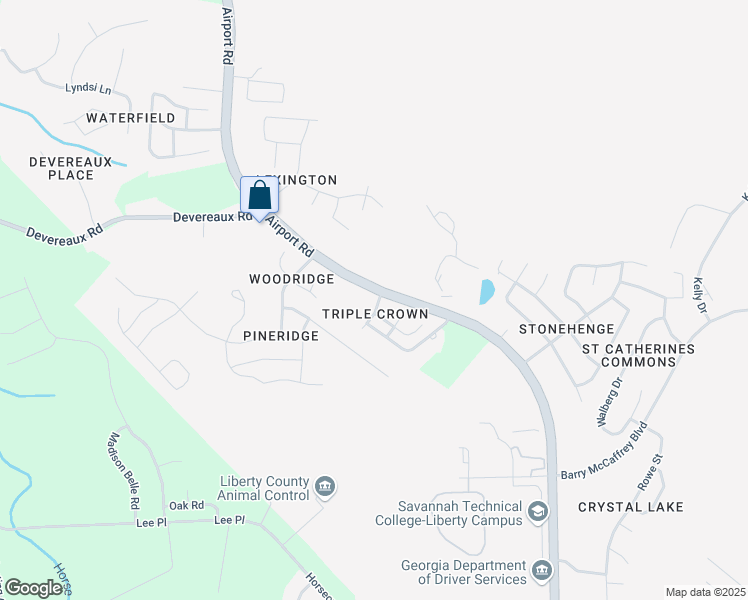 map of restaurants, bars, coffee shops, grocery stores, and more near 101 Kentucky Derby in Hinesville