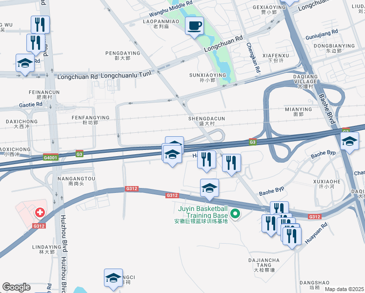 map of restaurants, bars, coffee shops, grocery stores, and more near in Hefei