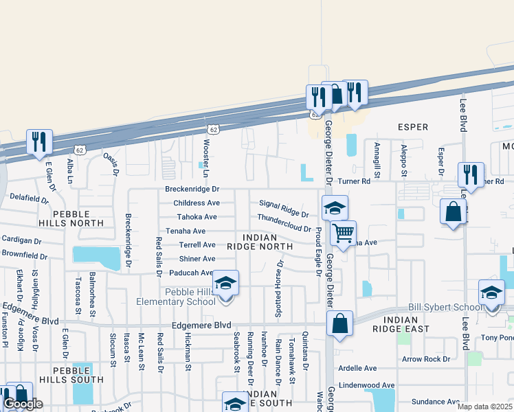 map of restaurants, bars, coffee shops, grocery stores, and more near 11216 Signal Ridge Drive in El Paso