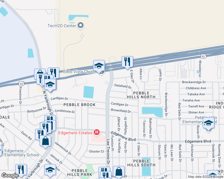 map of restaurants, bars, coffee shops, grocery stores, and more near in El Paso