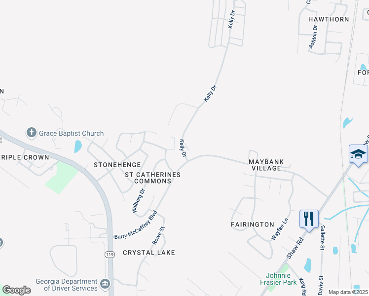 map of restaurants, bars, coffee shops, grocery stores, and more near 1962 Kingston Lane in Hinesville