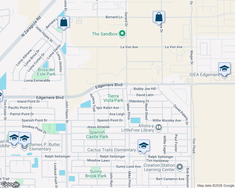 map of restaurants, bars, coffee shops, grocery stores, and more near 14661 Holsteiner in El Paso