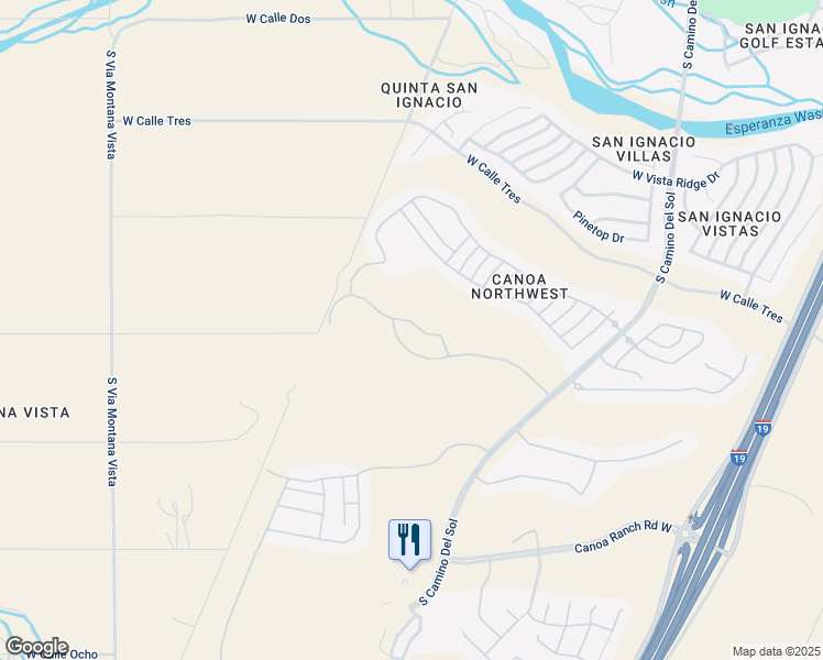 map of restaurants, bars, coffee shops, grocery stores, and more near 2343 West Calle Ceja in Green Valley