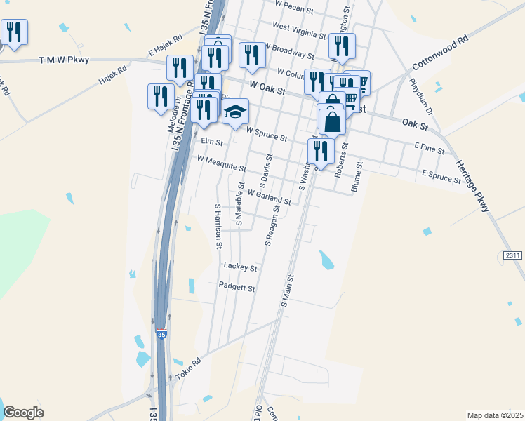 map of restaurants, bars, coffee shops, grocery stores, and more near 509 S Davis St in West