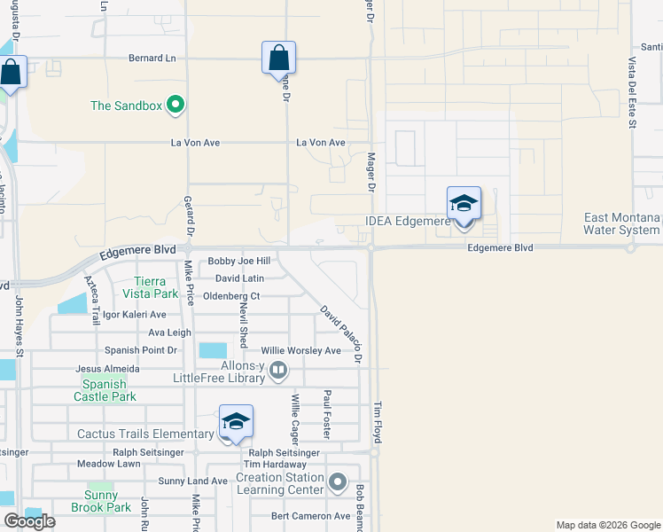 map of restaurants, bars, coffee shops, grocery stores, and more near 3448 Dana Grey in El Paso