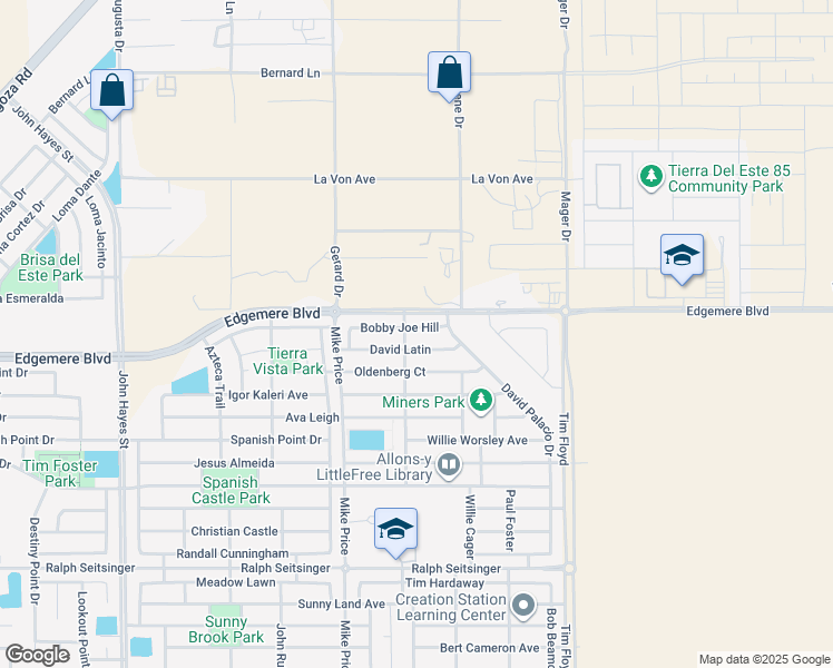map of restaurants, bars, coffee shops, grocery stores, and more near 14776 Bobby Joe Hill in El Paso