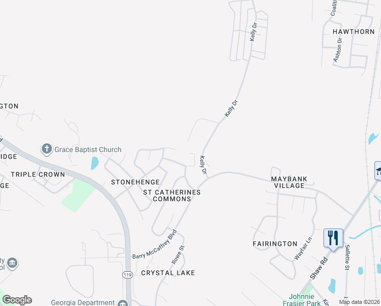 map of restaurants, bars, coffee shops, grocery stores, and more near 1971 Kingston Lane in Hinesville