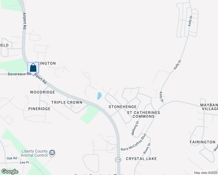 map of restaurants, bars, coffee shops, grocery stores, and more near 2024 Weybridge Court in Hinesville