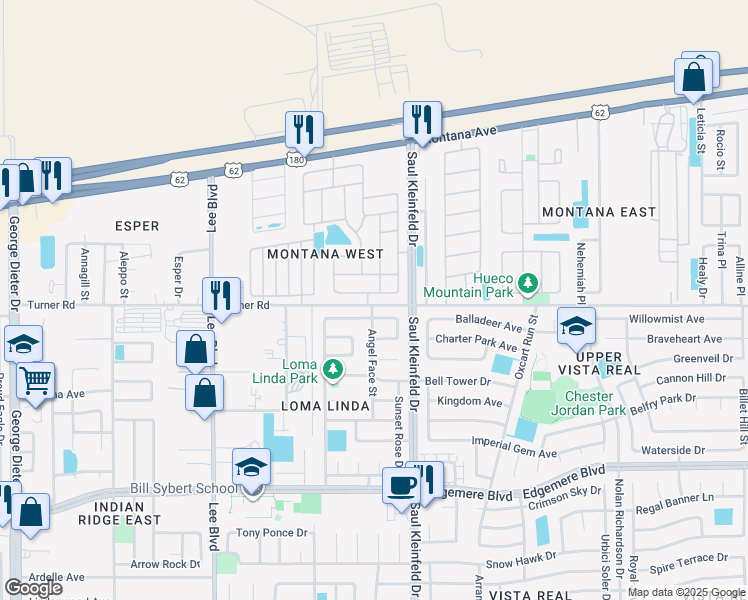 map of restaurants, bars, coffee shops, grocery stores, and more near 11625 Great Abaco Court in El Paso