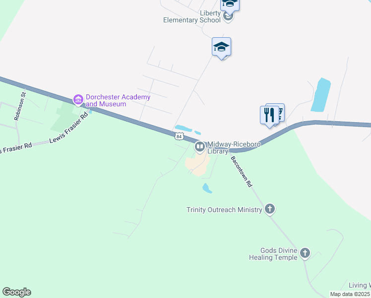 map of restaurants, bars, coffee shops, grocery stores, and more near 14 Garman Lane in Midway
