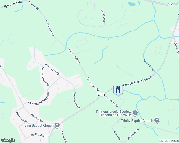 map of restaurants, bars, coffee shops, grocery stores, and more near 57 Stanley Lane Northeast in Ludowici