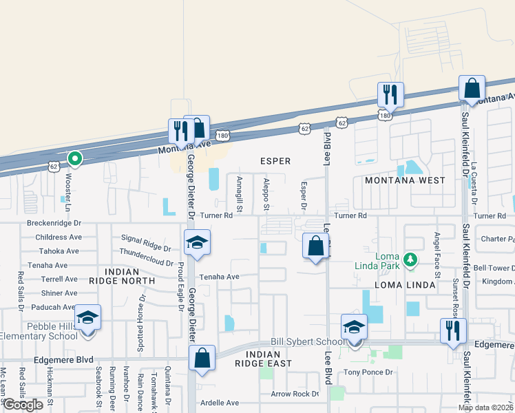map of restaurants, bars, coffee shops, grocery stores, and more near 11420 Sami Court in El Paso