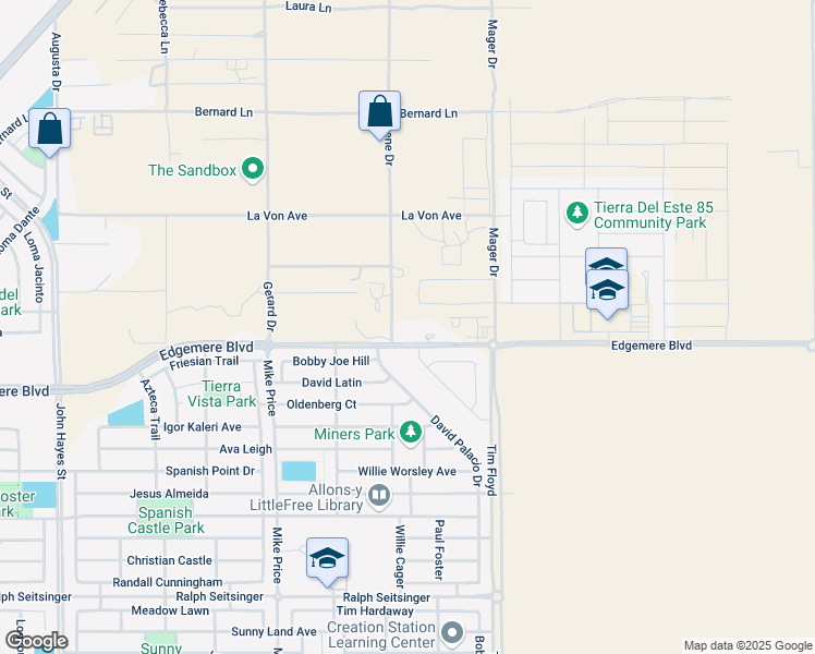 map of restaurants, bars, coffee shops, grocery stores, and more near 3500 Rene Drive in El Paso