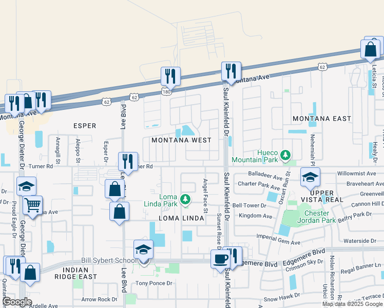 map of restaurants, bars, coffee shops, grocery stores, and more near 11604 Great Abaco Court in El Paso