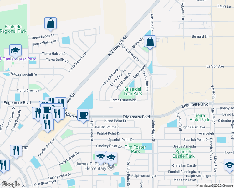 map of restaurants, bars, coffee shops, grocery stores, and more near 3287 Loma Cortez Drive in El Paso