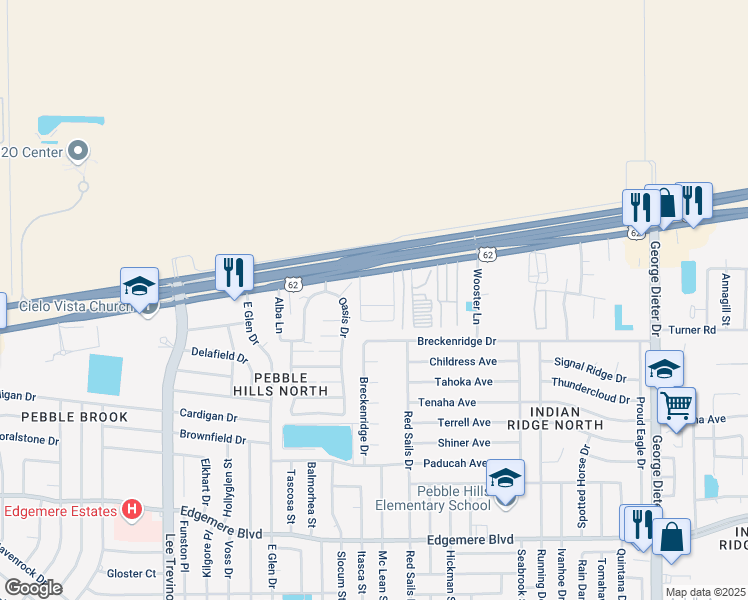 map of restaurants, bars, coffee shops, grocery stores, and more near 11050 Montana Avenue in El Paso