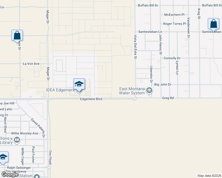 map of restaurants, bars, coffee shops, grocery stores, and more near Edgemere Boulevard in El Paso