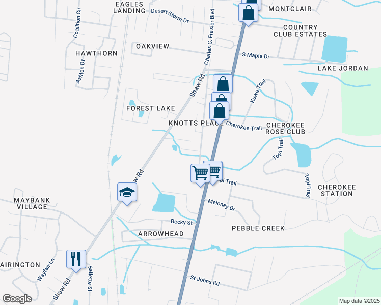 map of restaurants, bars, coffee shops, grocery stores, and more near 1319 South Main Street Extension in Hinesville