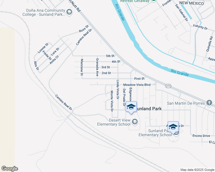 map of restaurants, bars, coffee shops, grocery stores, and more near 295-399 1st St in Sunland Park