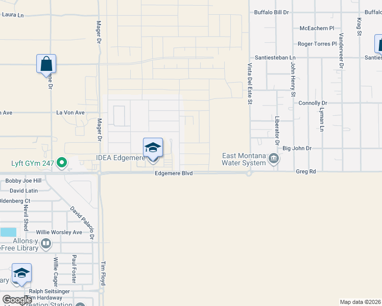 map of restaurants, bars, coffee shops, grocery stores, and more near Hunch Court in El Paso