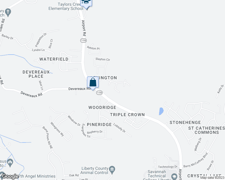 map of restaurants, bars, coffee shops, grocery stores, and more near 106 Bannon Court in Hinesville