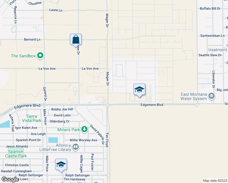 map of restaurants, bars, coffee shops, grocery stores, and more near 15001 Concept Court in El Paso