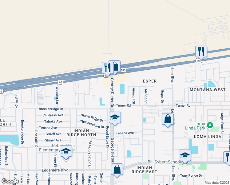 map of restaurants, bars, coffee shops, grocery stores, and more near 3650 George Dieter Drive in El Paso