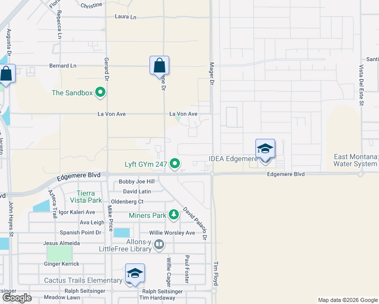 map of restaurants, bars, coffee shops, grocery stores, and more near 3540 Rene Drive in El Paso