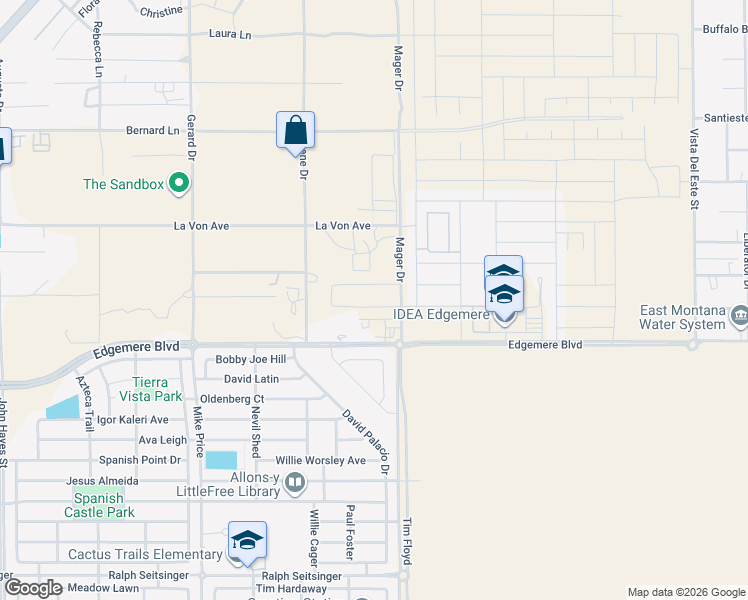 map of restaurants, bars, coffee shops, grocery stores, and more near 3540 Rene Drive in El Paso