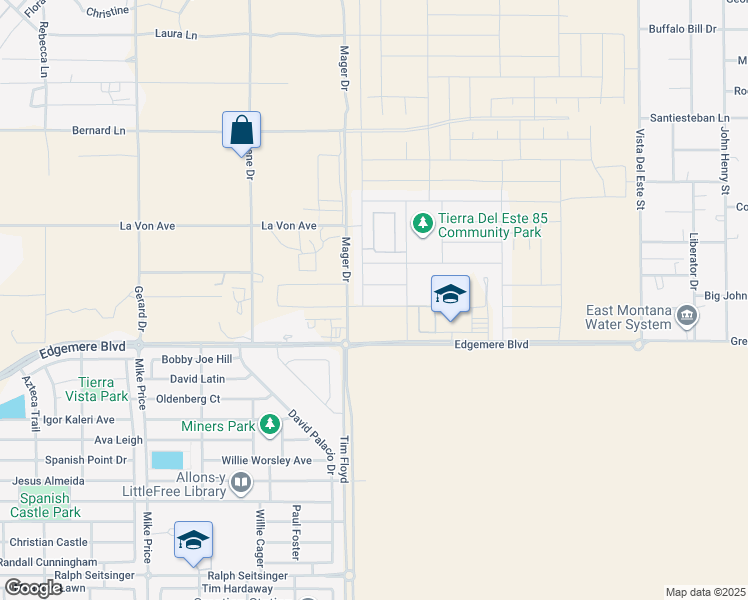 map of restaurants, bars, coffee shops, grocery stores, and more near 15001 Concept Court in El Paso
