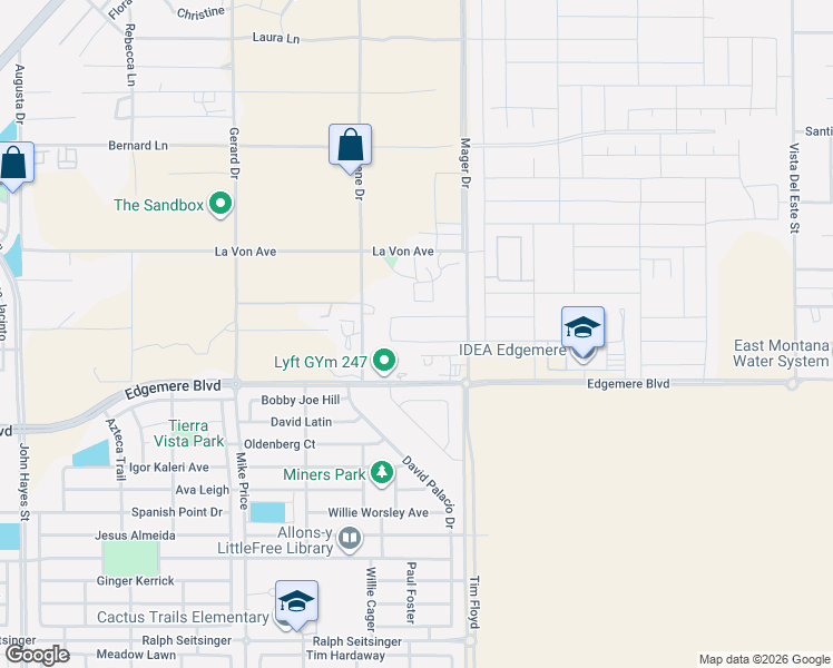 map of restaurants, bars, coffee shops, grocery stores, and more near 3540 Rene Drive in El Paso
