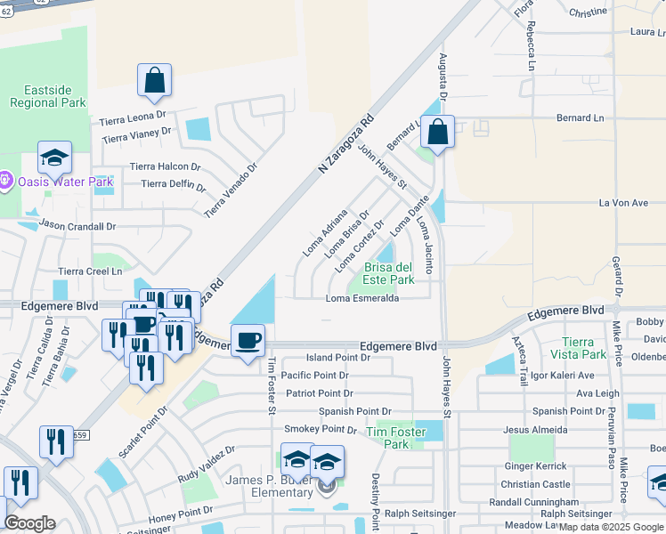 map of restaurants, bars, coffee shops, grocery stores, and more near 3737 Loma Cortez Drive in El Paso