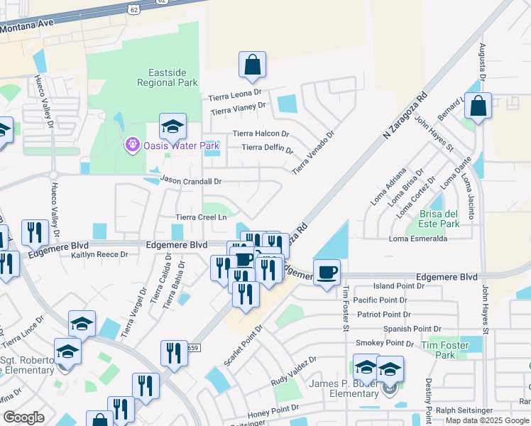 map of restaurants, bars, coffee shops, grocery stores, and more near 14128 Robert Ituarte Drive in El Paso