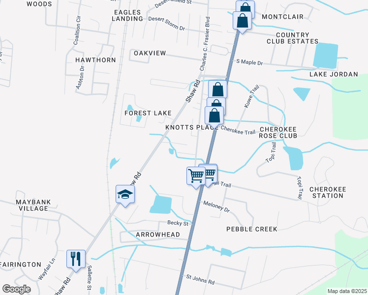 map of restaurants, bars, coffee shops, grocery stores, and more near 1311 Tower Drive in Hinesville
