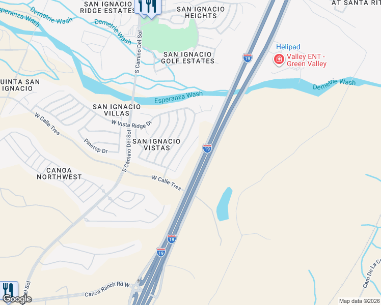 map of restaurants, bars, coffee shops, grocery stores, and more near 4919 South Gloria View Court in Green Valley