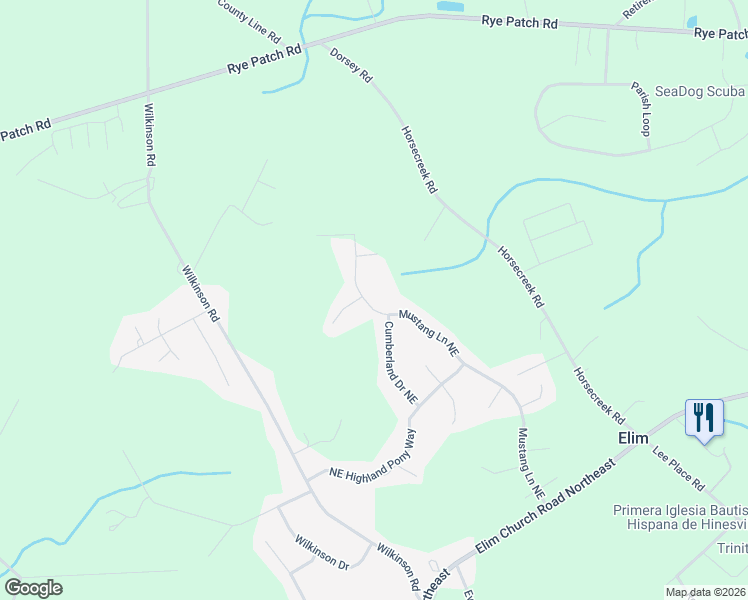 map of restaurants, bars, coffee shops, grocery stores, and more near 736 Mustang Lane Northeast in Ludowici