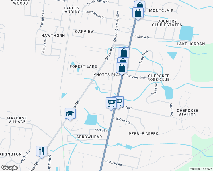 map of restaurants, bars, coffee shops, grocery stores, and more near 1315 Tower Drive in Hinesville
