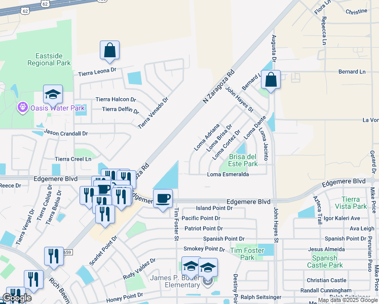 map of restaurants, bars, coffee shops, grocery stores, and more near 3741 Loma Adriana in El Paso