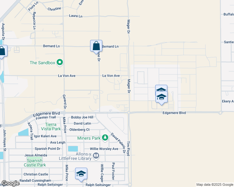 map of restaurants, bars, coffee shops, grocery stores, and more near 3540 Rene Drive in El Paso