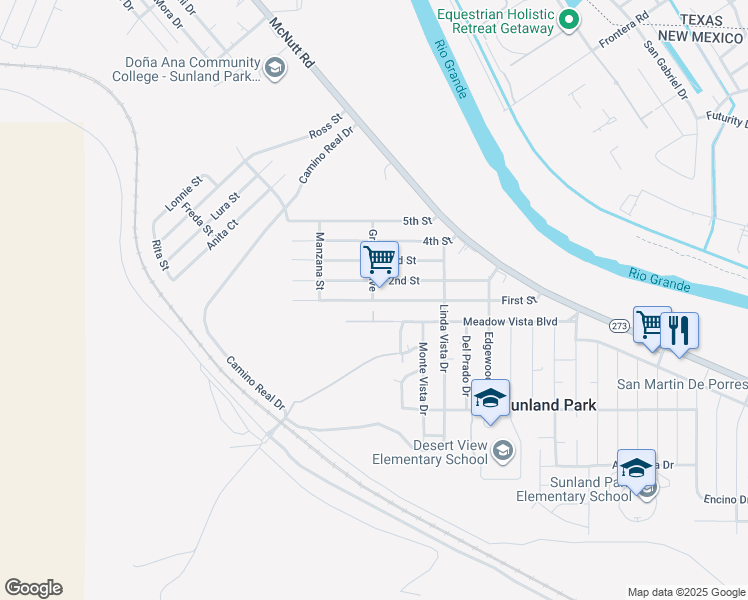 map of restaurants, bars, coffee shops, grocery stores, and more near 399 1st St in Sunland Park