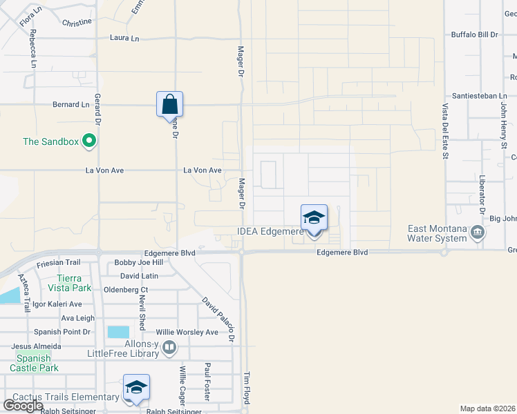 map of restaurants, bars, coffee shops, grocery stores, and more near 15001 Concept Court in El Paso