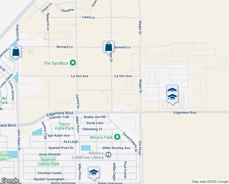 map of restaurants, bars, coffee shops, grocery stores, and more near 3540 Rene Drive in El Paso