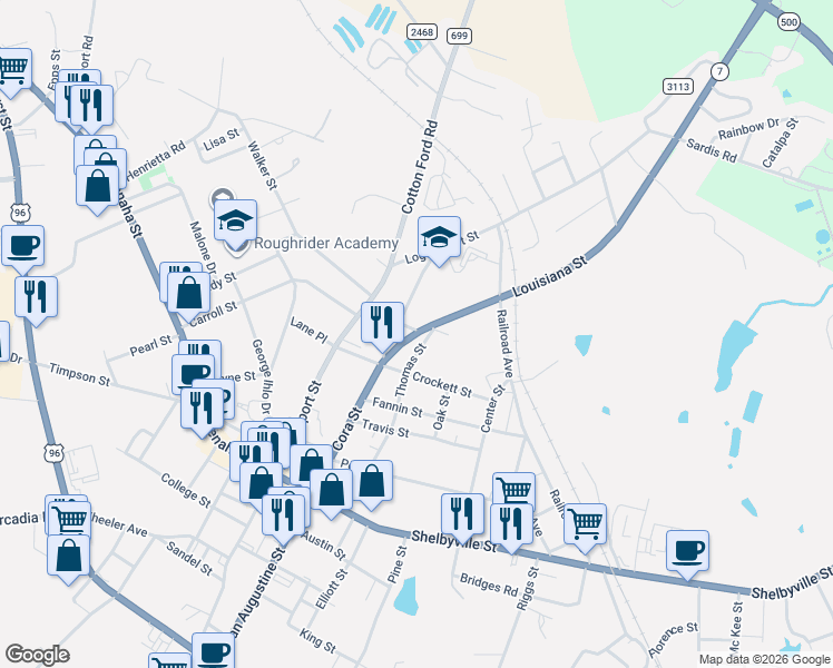 map of restaurants, bars, coffee shops, grocery stores, and more near 509 Thomas Street in Center